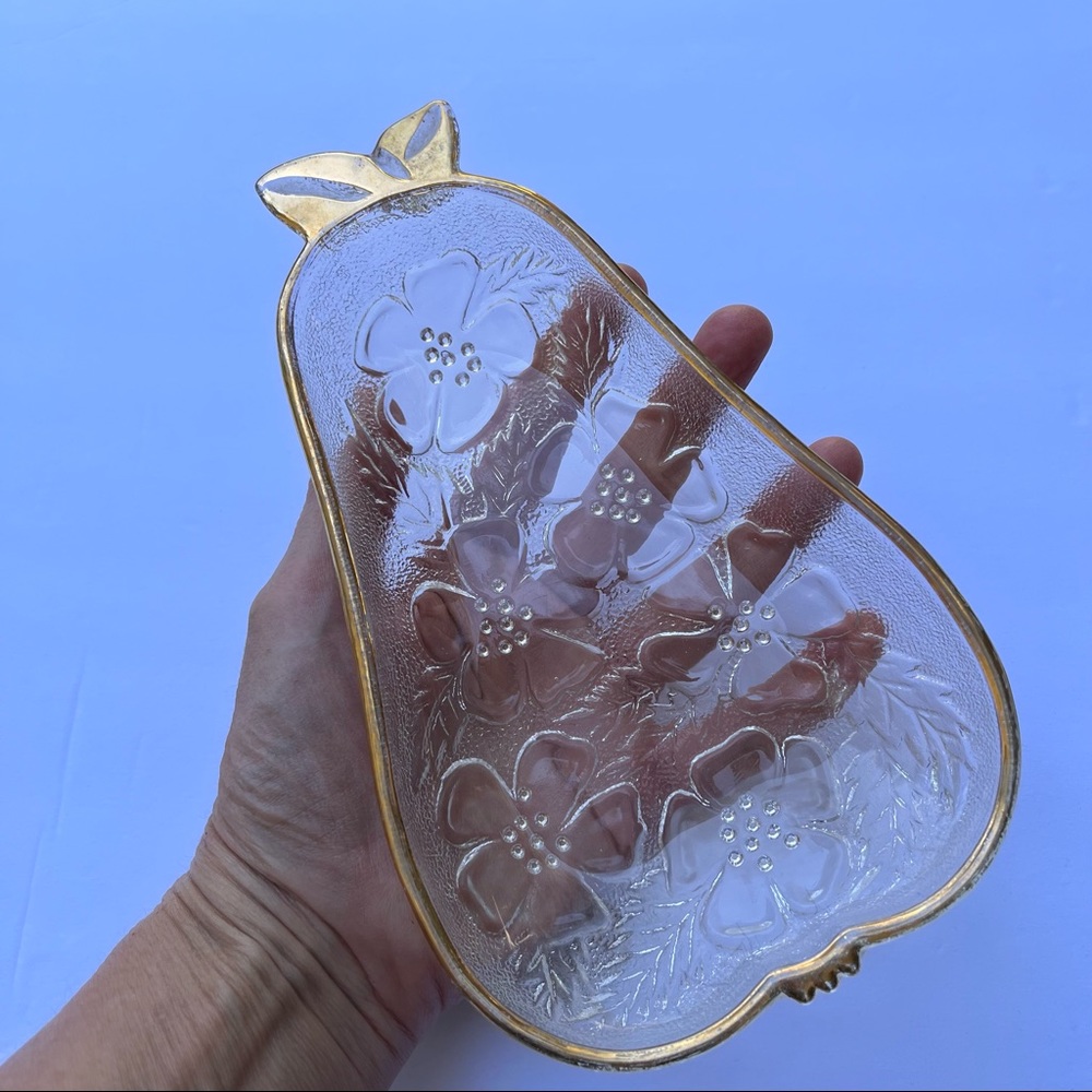 Hazel Atlas Glass Vintage 50’s/60’s Textured Pear Dish